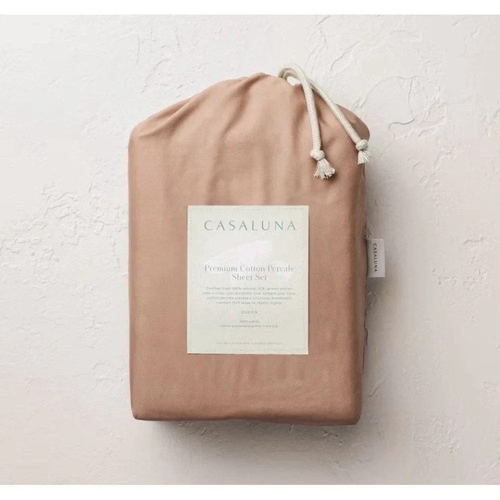 King 400 Thread Count Percale Sheet Set Light Adobe Clay - Casaluna